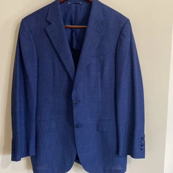 Canali Suit jacket blazer, navy blue - Wool, Silk, Linen